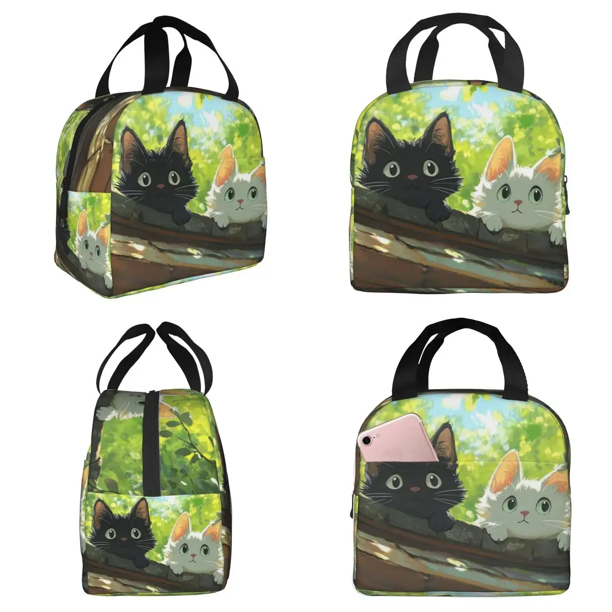 

Cute Kitten For Climbing Walls Insulated Lunch Bag for Women Office Cooler Thermal Food Box Tote Portable Lunch Boxes Container