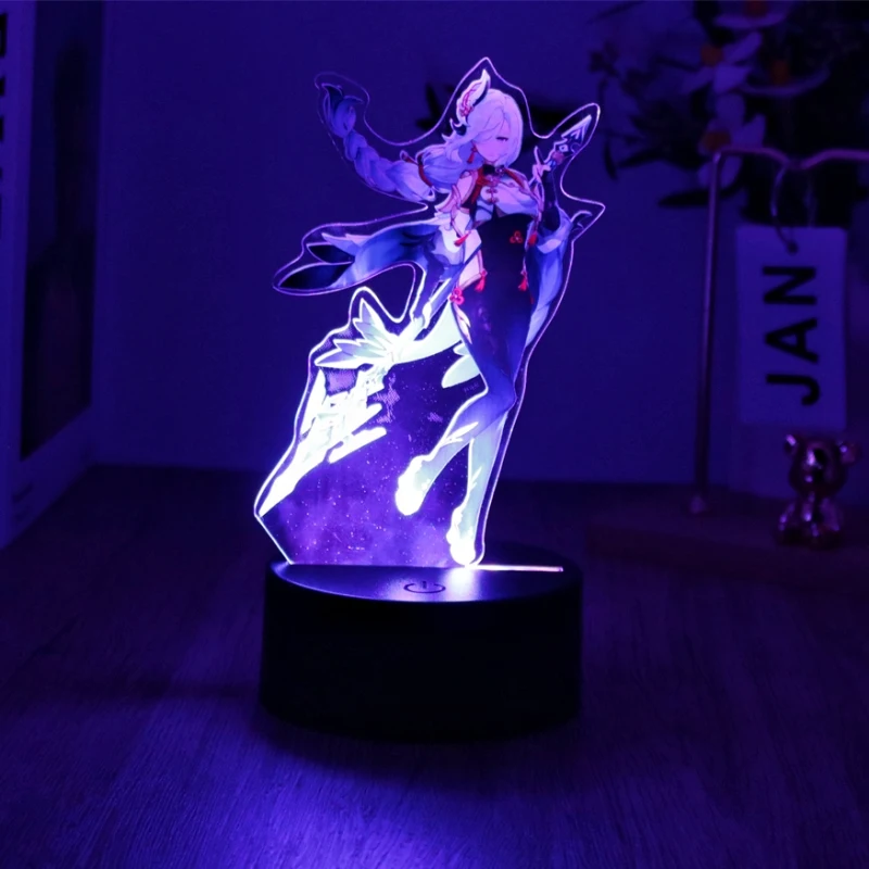 Anime Figures 3D Night Light Genshin Impact RGB LED Lamps Control 16 Colors Lights Dreamcolor for Bedroom Decor Atmosphere Gifts