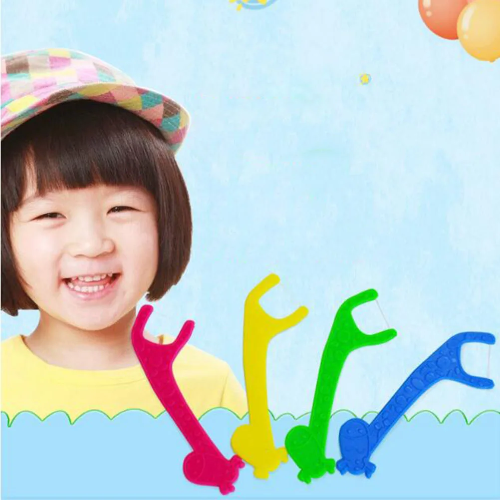 

60pcs Floss Picks Giraffe Shape Cartoon Disposable Clean Teeth Plaque Remover Oral Health Stimulates Gums NonSlip