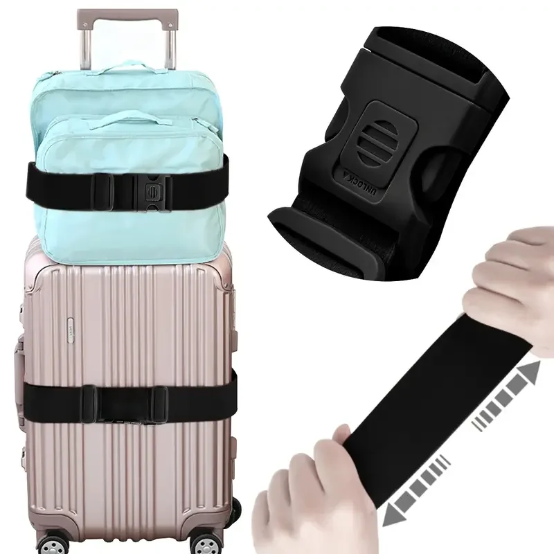 UOZL High elastic luggage straps, long and short luggage straps, bag elastic straps with anti-pinch buckles, travel accessories