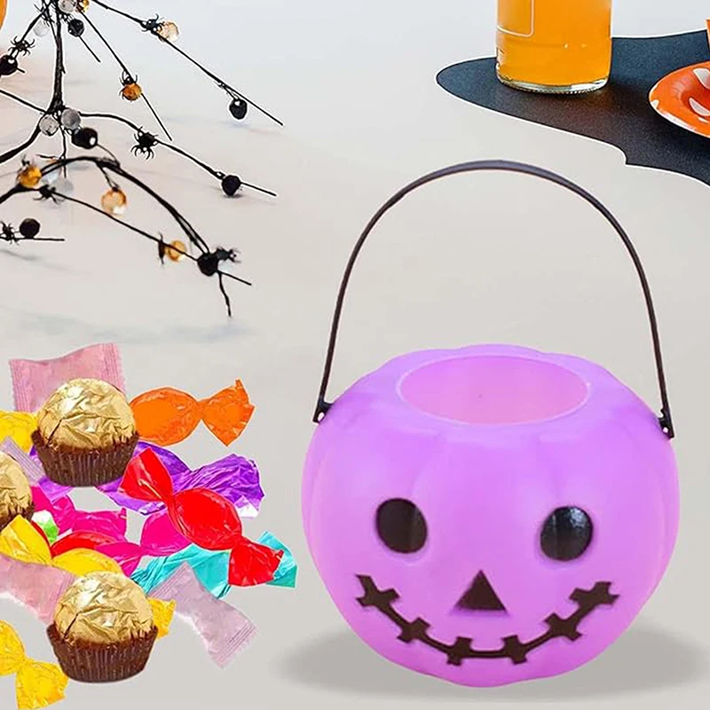 Halloween Süßigkeiten Eimer weiß grün lila Geist Kürbis Korb Kinder bevorzugen Süßigkeiten Halter Süßes oder Saures Halloween Party Dekoration