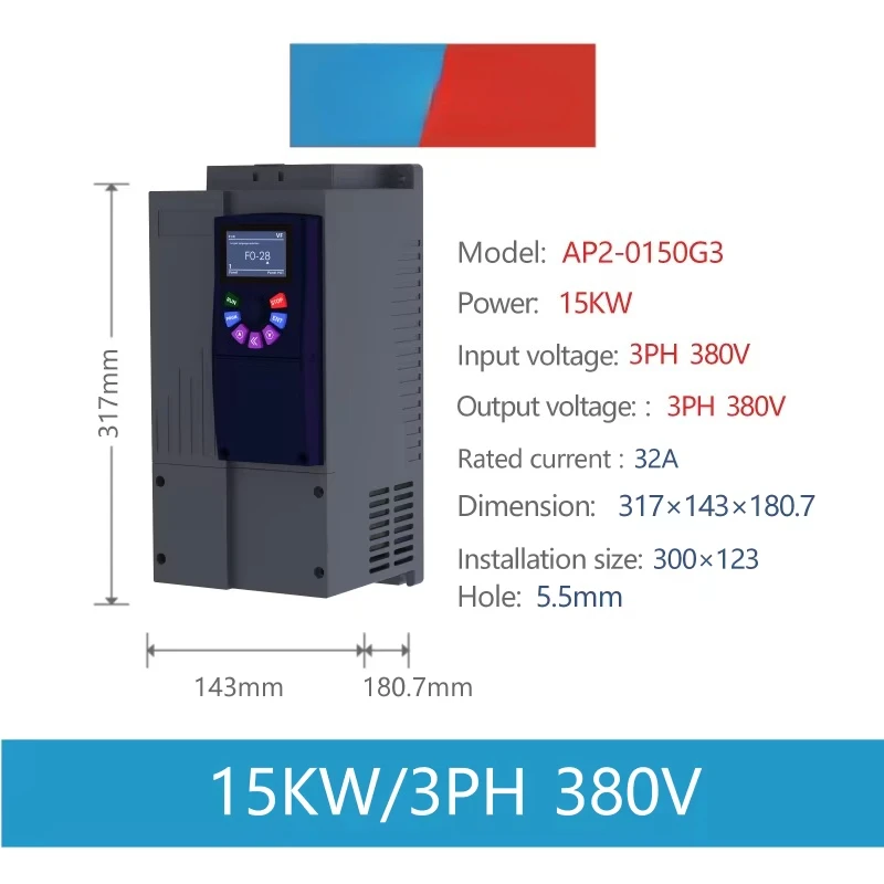 IP54 15kw Vfd Inverter Built in Brake Unit Waterproof Three-Phase 380v Variable Frequency Drive (VFD) With LCD Keypad