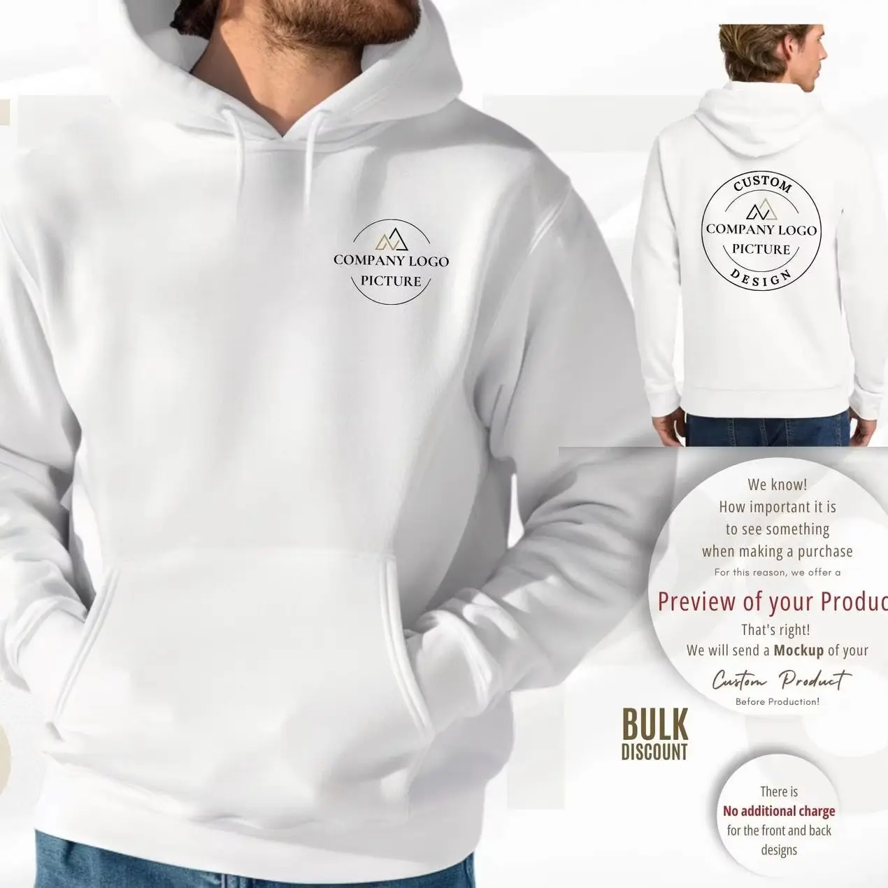 

Personalized Text Logo Image Business Hoodies Uniform Customized Your Own Design Sweatshirt for Men Women Company Party Outfits
