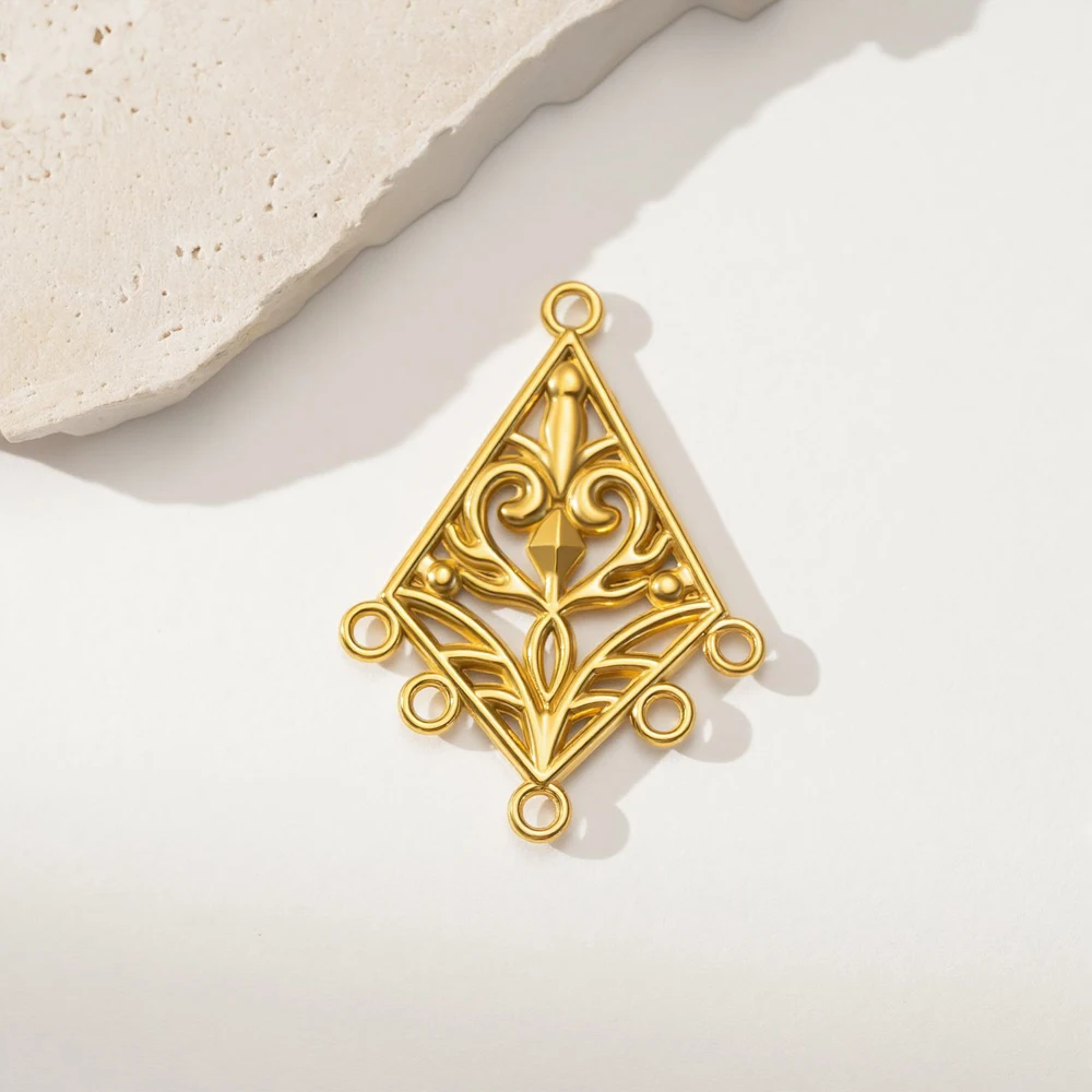 2 Stück Edelstahl-Ohrringverbinder, Boho-Gold-Hohlanhänger für Frauen, DIY-Schmuck, Ohrringe, Halsketten, Großhandel – Detail 4