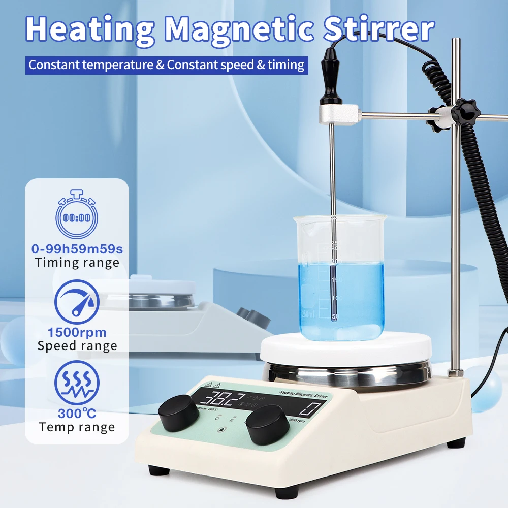 MS300 Heating Magnetic Stirrer With Heating Digital Display Thermostatic Stirrer Laboratory Hot Plate Magnetic Mixer 1500RPM