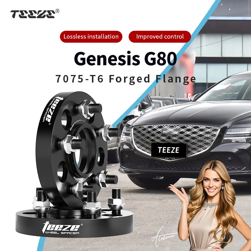 

Teeze 2/4pcs 5x114.3 CB 67.1 M12 x 1.5 Hub Centric Black Forged wheel spacer For Genesis G80 Flange Plate15/20/25/30/35mm