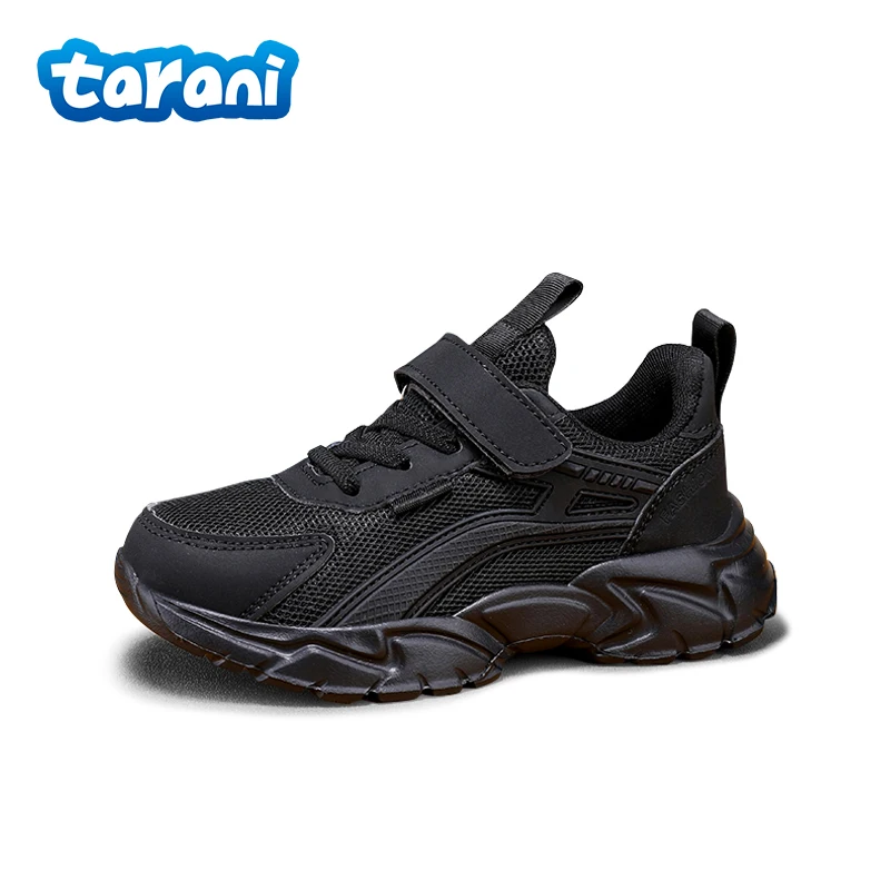 أحذية رياضية كاجوال سوداء للأطفال قابلة للتنفس، أحذية رياضية خفيفة الوزن للجري للأولاد والبنات، نعل غير قابل للانزلاق لعمر 5-12 سنة #4