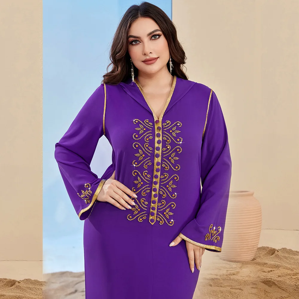 Sukienka Ramadan Kaftan marokański Eid muzułmański wyszywany diament kobiety suknia arabska bliskowschodni Abaya sukienki Jalabiya Ramadan Kaftan