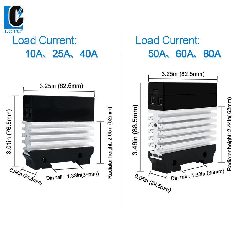 LCTC SSR Solid State Relay Single Phase Din Rail Mounted Slim Relay With Heat Sink 10A 25A 40A 50A 60A 80A Industrial Relay