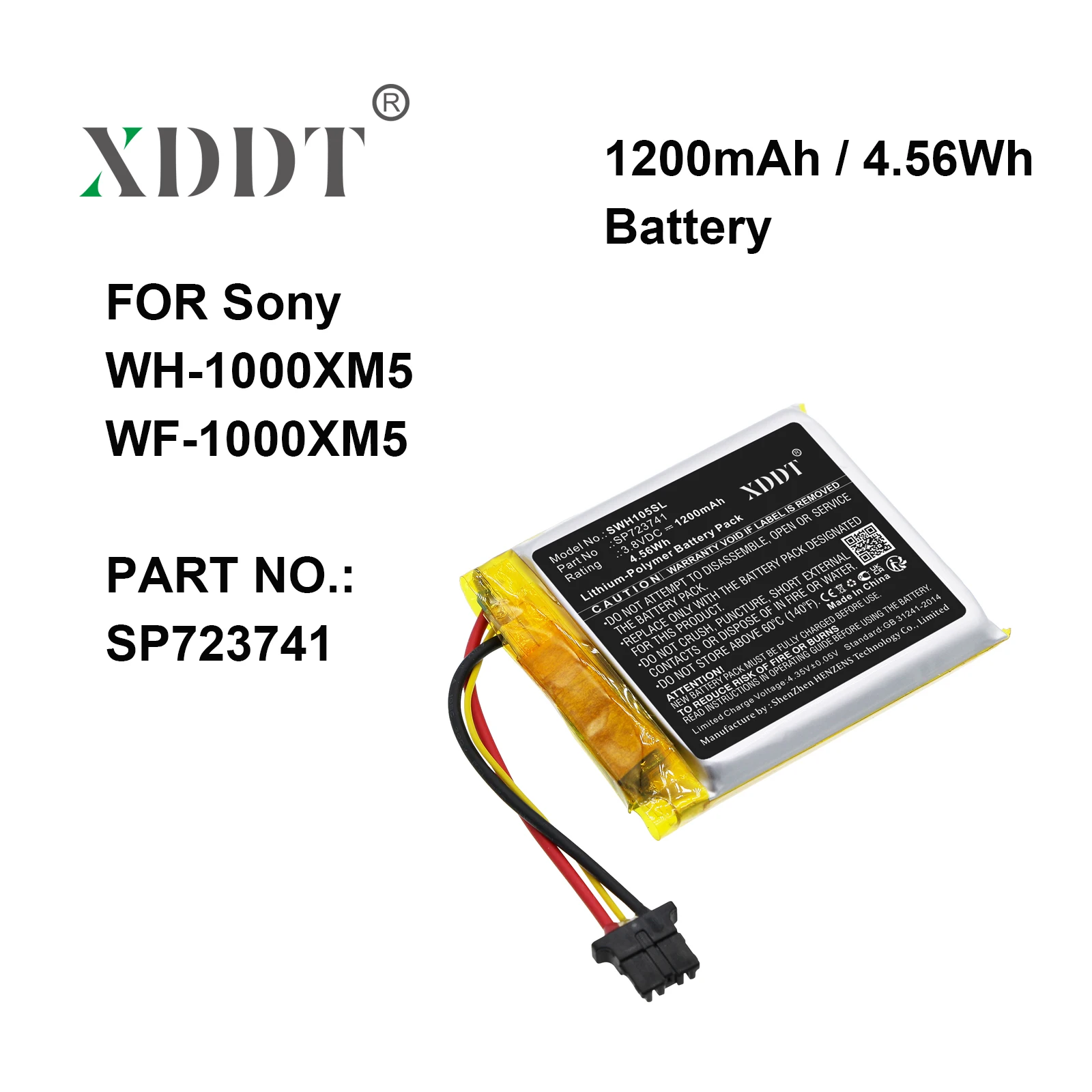 Replacement Wireless Headset Battery 1200mAh for Sony WH-1000XM5 XM5 SP723741