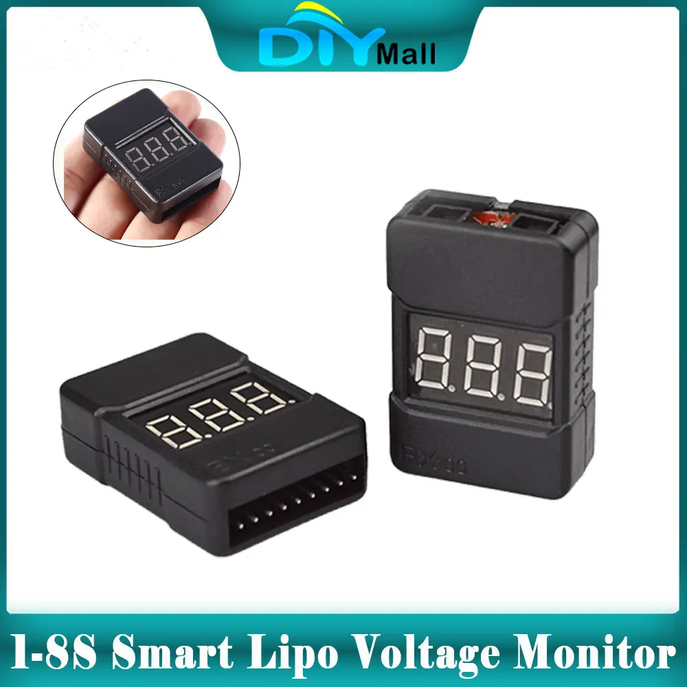 BX100 Batteriespannungstester – 1–8S Lipo-Niederspannungsalarm mit LCD-Display für RC Drone FPV Racing-Modelle