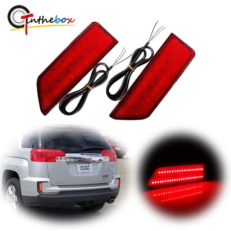 

Gtinthebox Smoked / Red Lens Red LED Rear Bumper Reflector Lights For 2016 2017 GMC Terrain Tail Brake Lights Rear Fog Lights