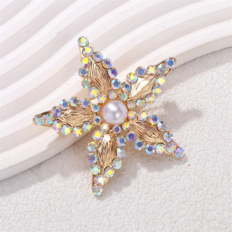 Fashion Star Flower Brooches Pins For Women Alloy Rhinestone Delicate Corsage Party Office Plants Brooch Accessory Jewelry Gifts