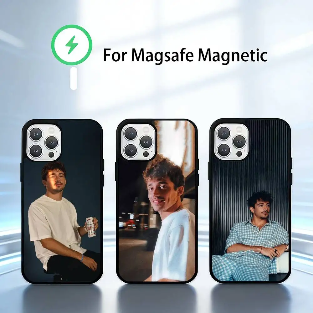 

C-Charles L-Leclerc Racer Phone Case For iPhone17,16,15,14,13 Plus,Pro Max Magnetic For Magsafe Wireless Charging