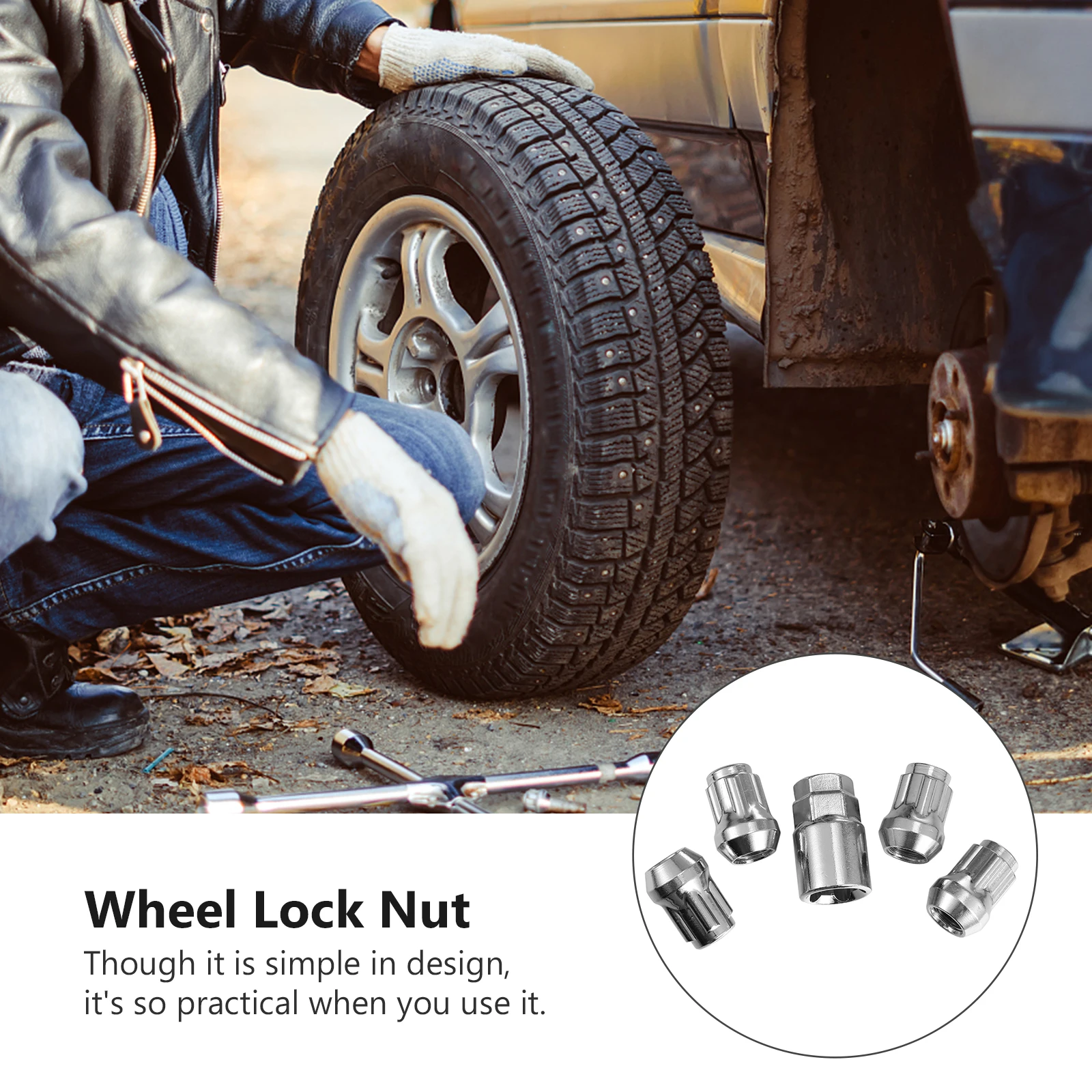 

4pcs Wheel Lock Nut Anti Theft Nuts Car Parts Sturdy Rust Proof Smooth Surface Easy Installation Suitable Steel Alloy Wheels