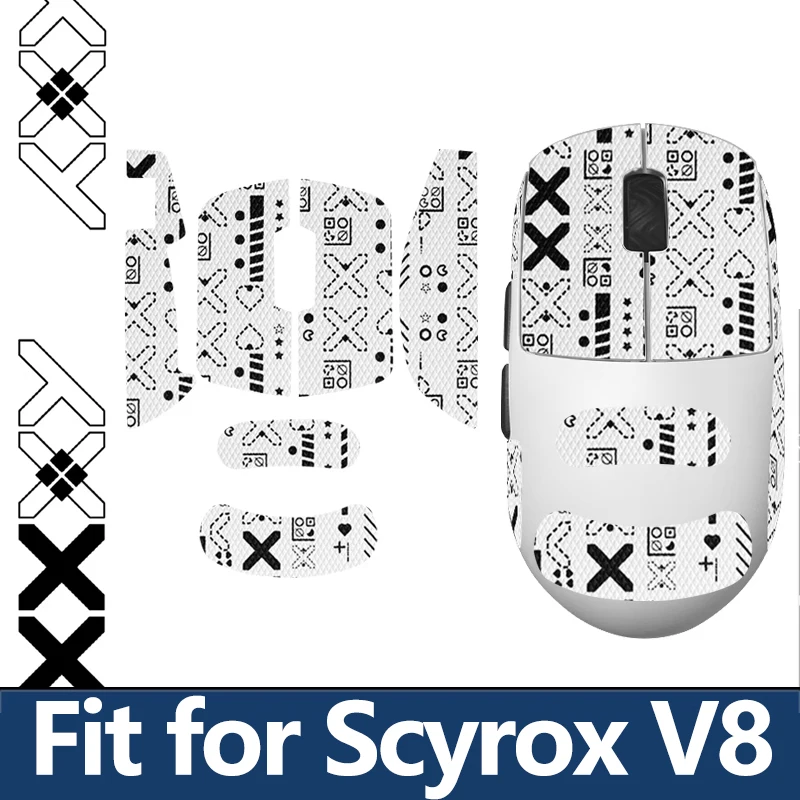 For Scyrox V8 Mouse Grip Stickers – Anti-Slip Sweatproof Tape for Palm/Sides – Non-Skid Textured Surface for Maximum Control