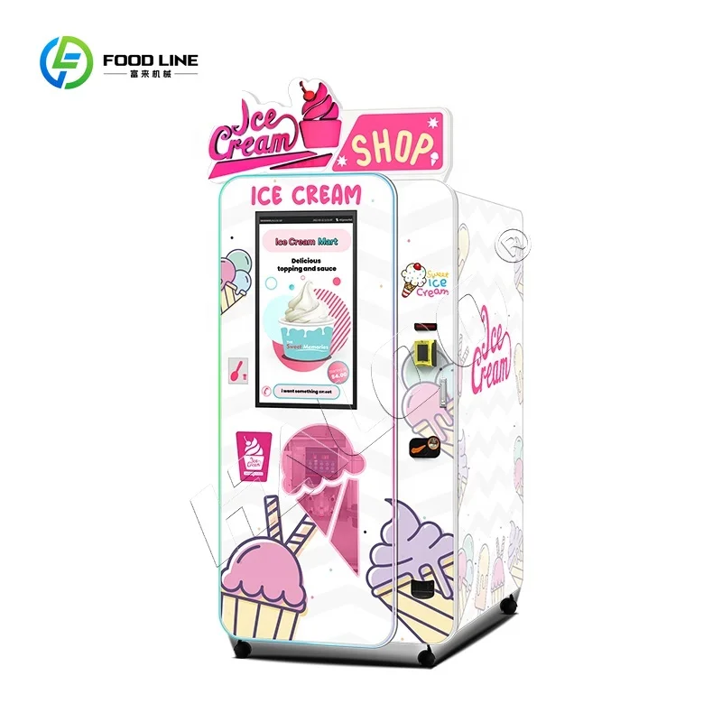 Commercial Grade Soft Ice Cream Vending Machine Supplier Hot Sale Model Multi Flavor Topping Juice System Full Auto