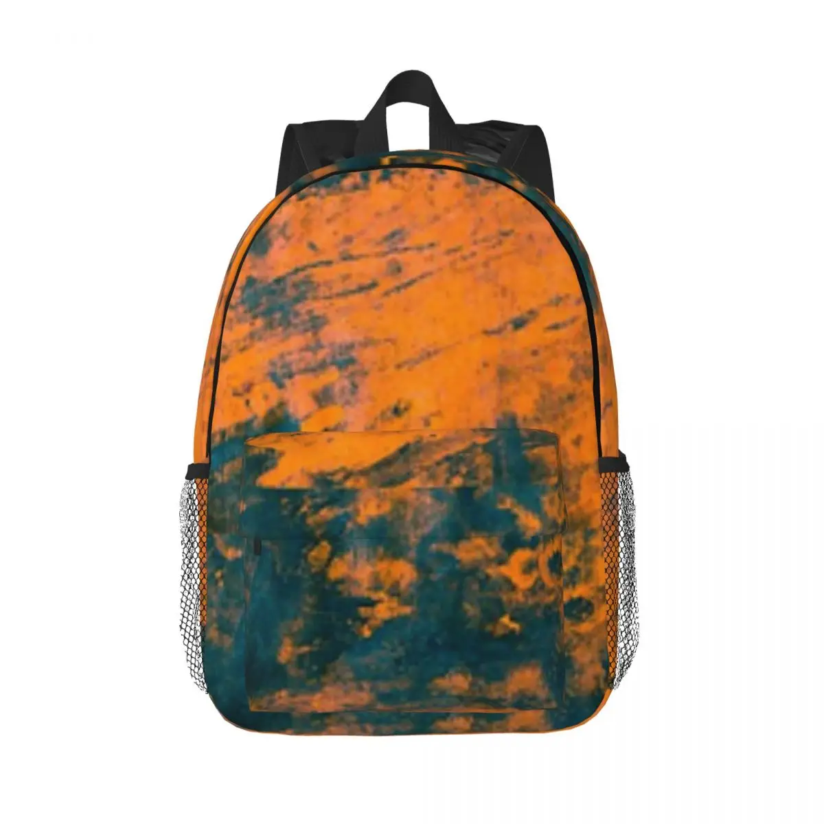 Mochila escolar de grande capacidade, mochila estudantil, floresta azul e laranja para meninas e crianças, 15in