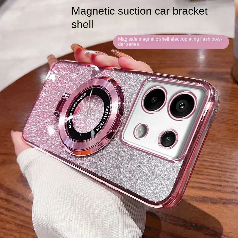 Для Xiaomi POCO M6 Pro 4G чехол с мягким блеском и кольцевой подставкой, тонкая защитная задняя крышка для POCO M6 M6Pro, чехол для телефона