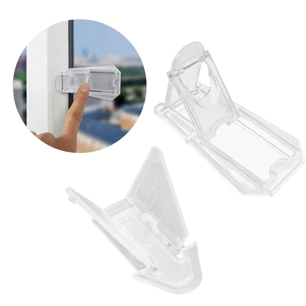 Transparent Sliding Door Lock Anti-pinch Self-adhesive Window Lock Strong Fixation Safety Lock for Unisex Security Protection