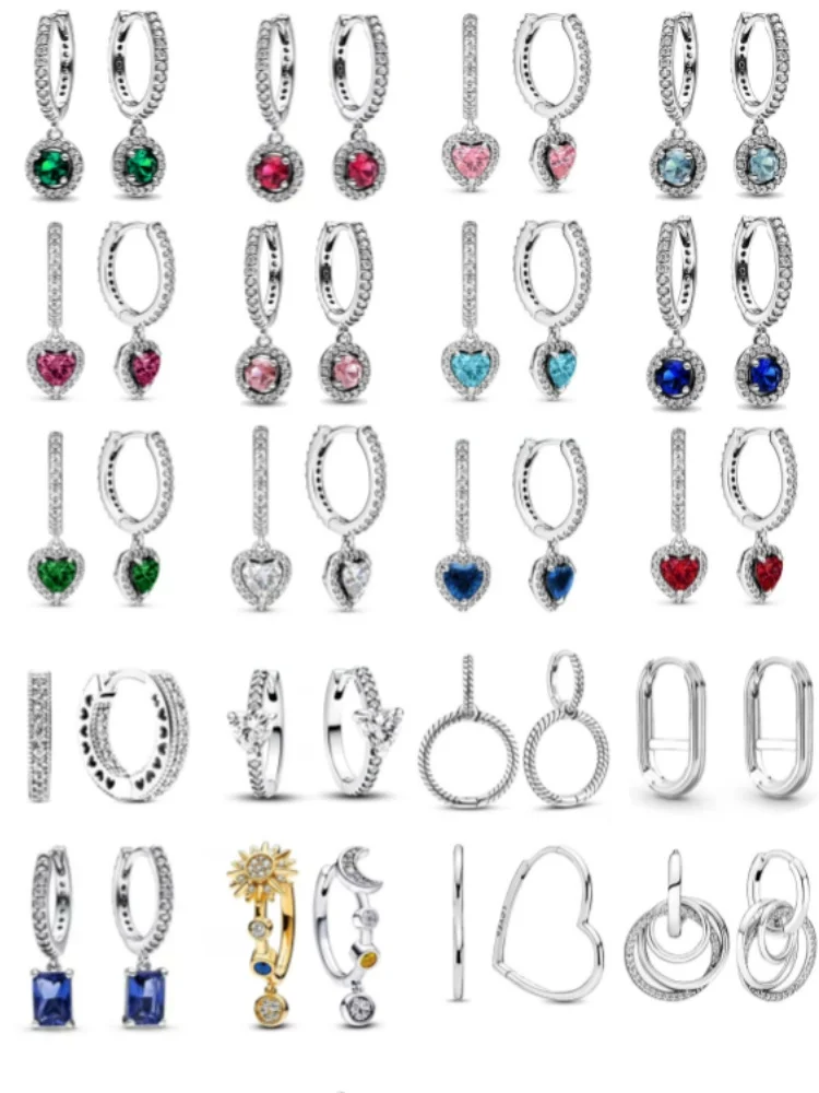 Vendita calda Fine Fashion rosa bianco blu verde rosa rosso nero pietra CZ orecchini Stud donna 925 gioielli placcati in argento Sterling