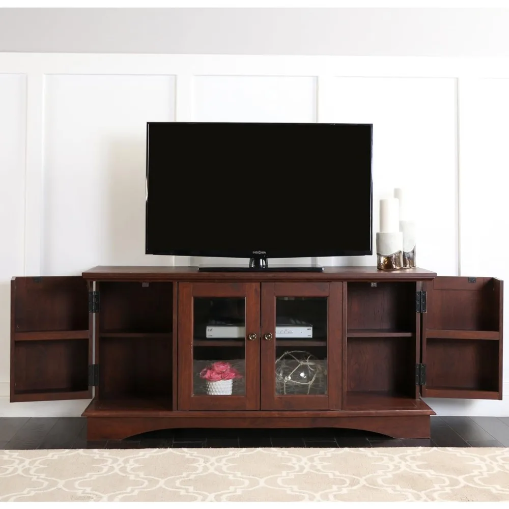 Madeira tradicional Universal TV Stand, armários de armazenamento para TV até 65 "sala de estar, centro de entretenimento, 44"