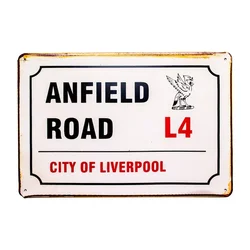 Vintage Retro Anfield Road City Of Liverpool Big Metal Tin Sign Home Bar 20x30cm Poster Metal Painting Metal Poster Metal Plaque
