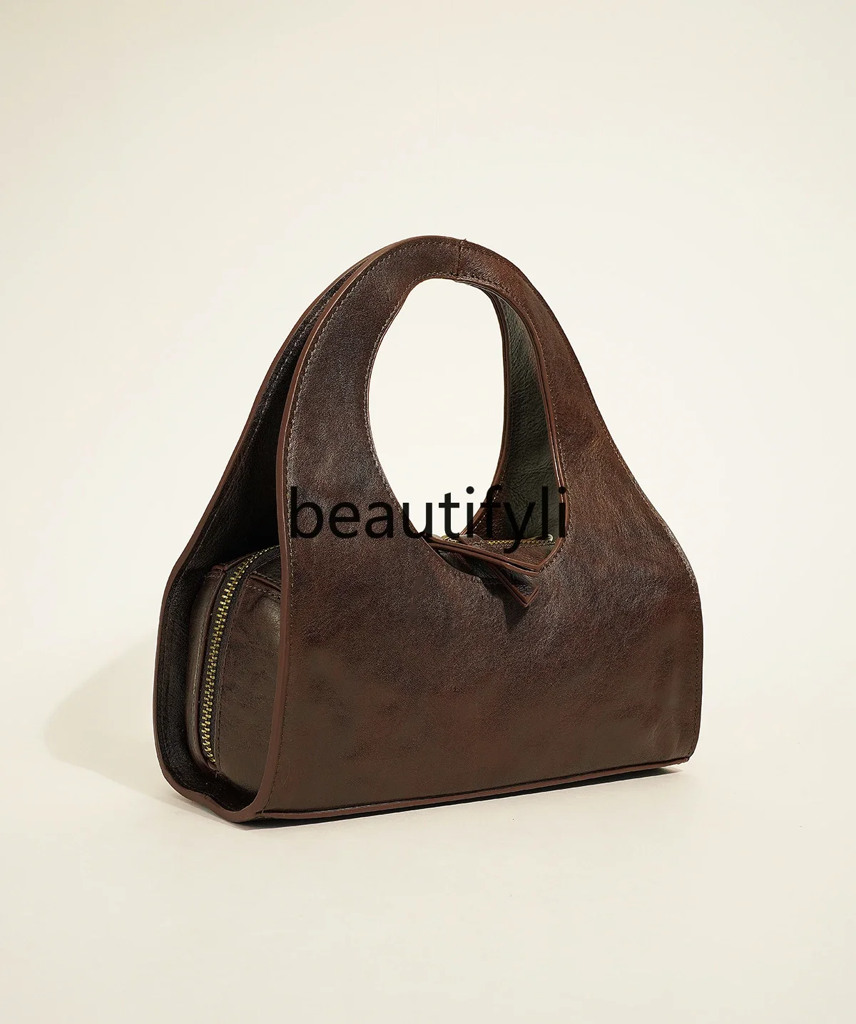 First layer vegetable tanned cowhide, retro niche wrinkles, high-end sense portable shoulder messenger women's bag