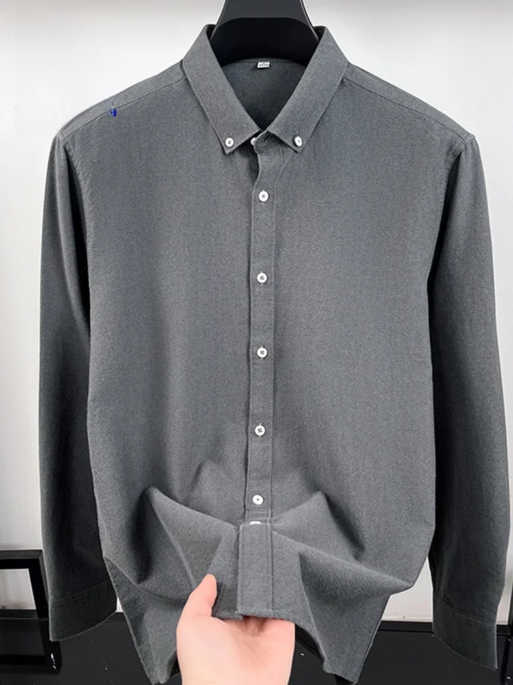 

Rn 2025 New Anti-Wrinkle Brued Color Long Sve Men's Faion Slim Fit Spring Autumn irt Versatile Busin Casual