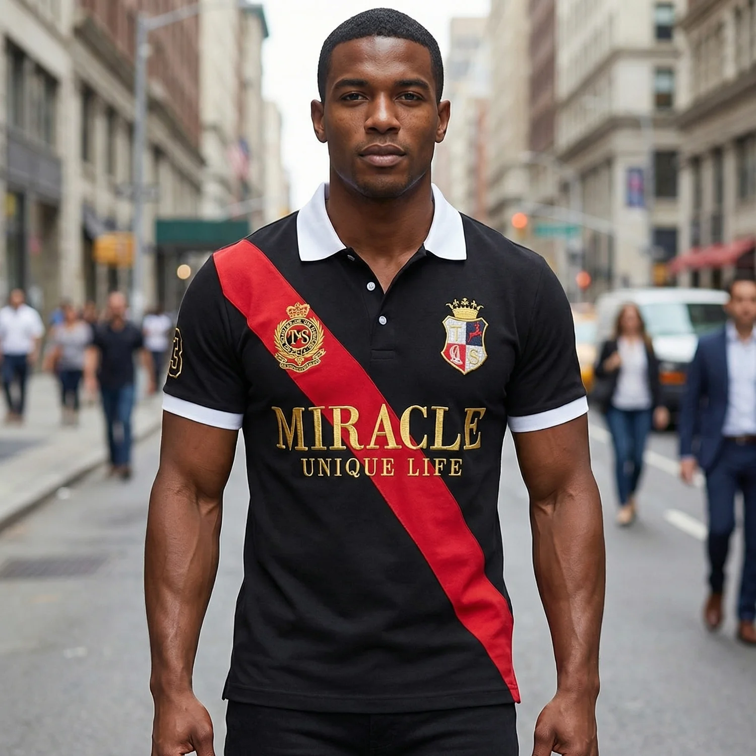 MIRACLE-Polo aviation pour homme, pur coton respirant, coutures, contraste de couleurs, design classique et original, mode
