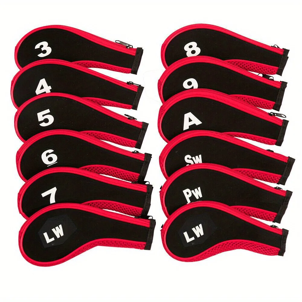 

12pcs Neoprene Golf Iron Club Head Covers with Zipper and Number Print for Protection