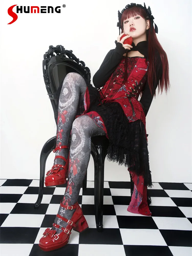 

Японская субкультура в готическом стиле в стиле панк, милая горячая девушка Y2K, элегантные универсальные туфли Мэри Джейн в стиле Лолиты на высоком каблуке с бантом и заклепками для женщин