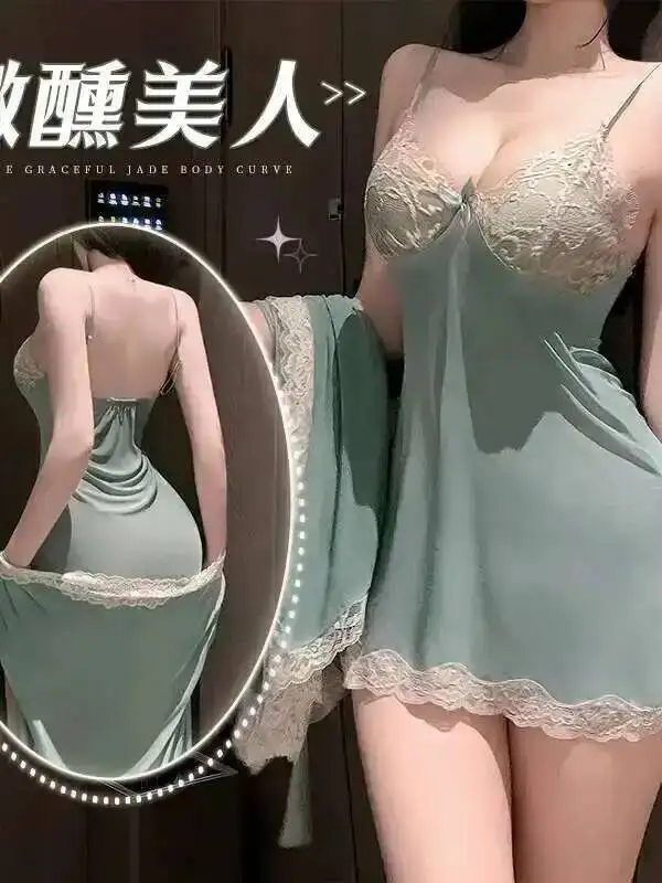 플러스 사이즈 실크 나이트가운 여성용 새틴 섹시 드레싱 가운 나이트드레스 매력적이고 편안한 부드러운 드레스 우아한 1P58