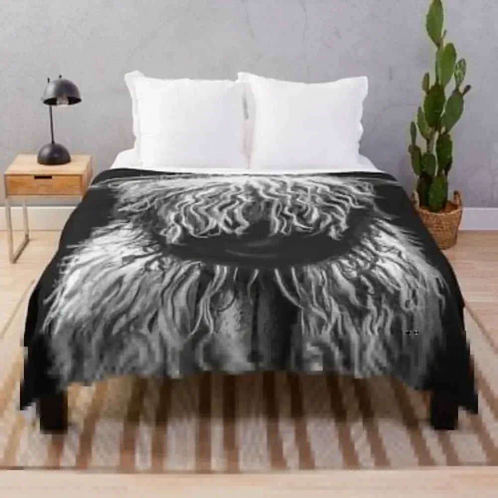 

Black And White Swiss Valais Blacknose Sheep, FluffyValais Blacknose Sheep Art, Cute Swiss Sheep Farm Animal Portr Throw Blanket