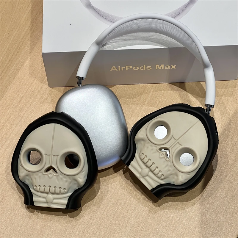 Skeleton in Sweatshirt Cool Protective Case for Apple Airpods Max Headphones Cartoon Cover Silicone Anti-scratch Accessories