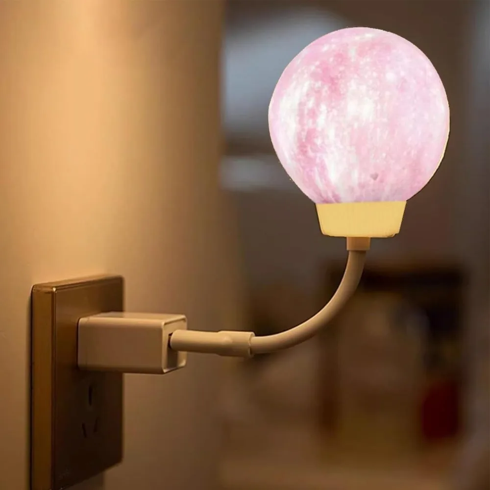 

Fashion Voice Control Smart Moon Lamp 3 Lighting Modes Can Be Timed Bedside Lamp Rotatable Plug-In Night Light