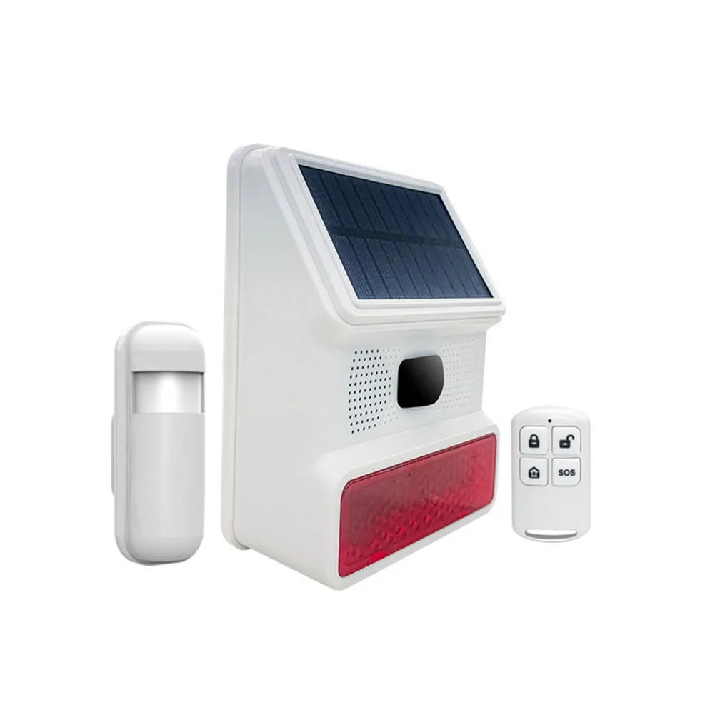 433MHz Solar Outdoor Siren with LED Flashing Light for Wireless Alarm Setups Suitable for Outdoor Installation