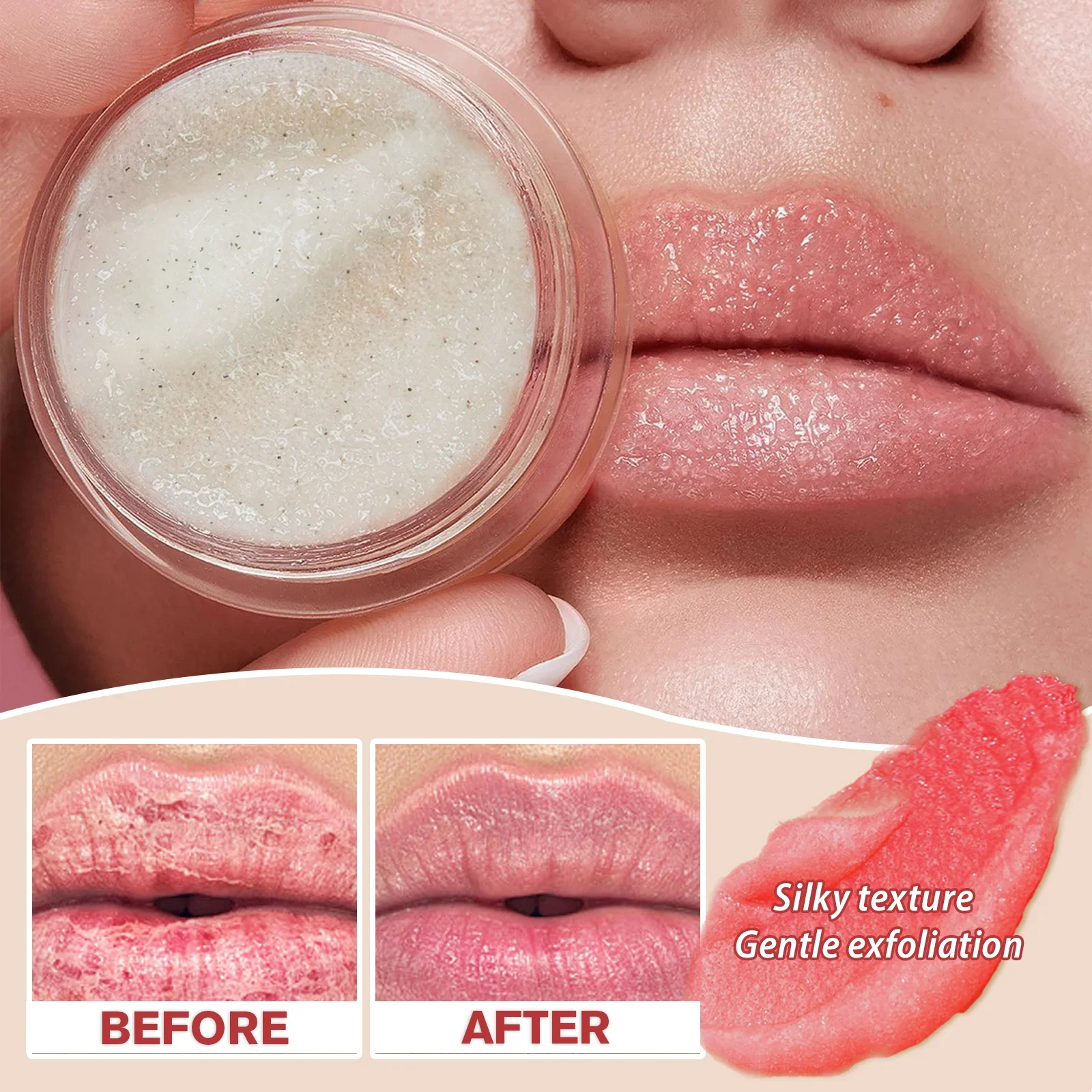 مقشر الوجه بالفواكه 50 جرام - نكهات البطيخ والفانيليا تقشير وترطيب وتقليل تجاعيد الشفاه. علاج تجديد الجلد.