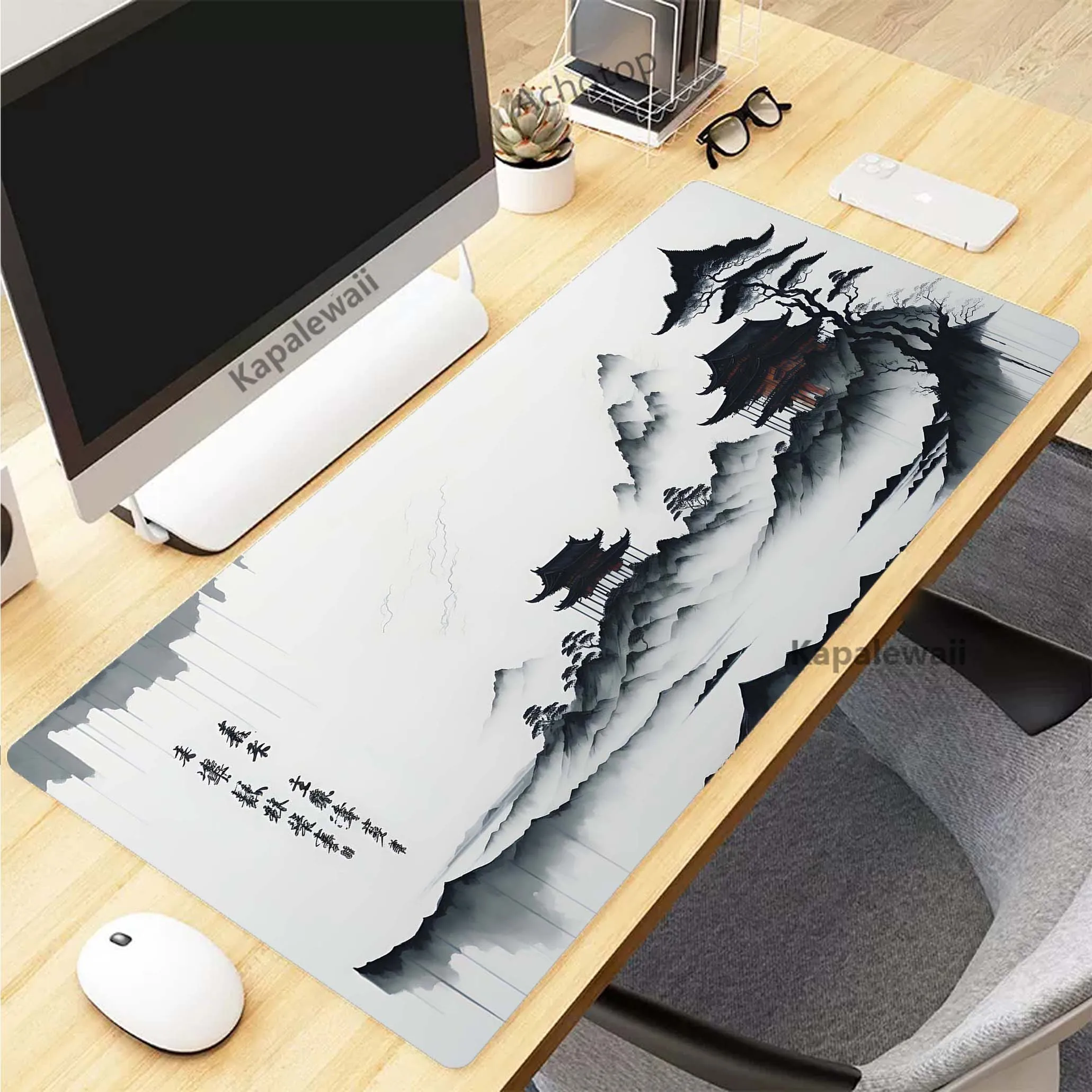 Mountain Serenity Japan Art Mousepad Gaming Speed Keyboard Pads Mouse Pad XXL Rubber Carpet Locked Edge Mouse Mat 900x400mm