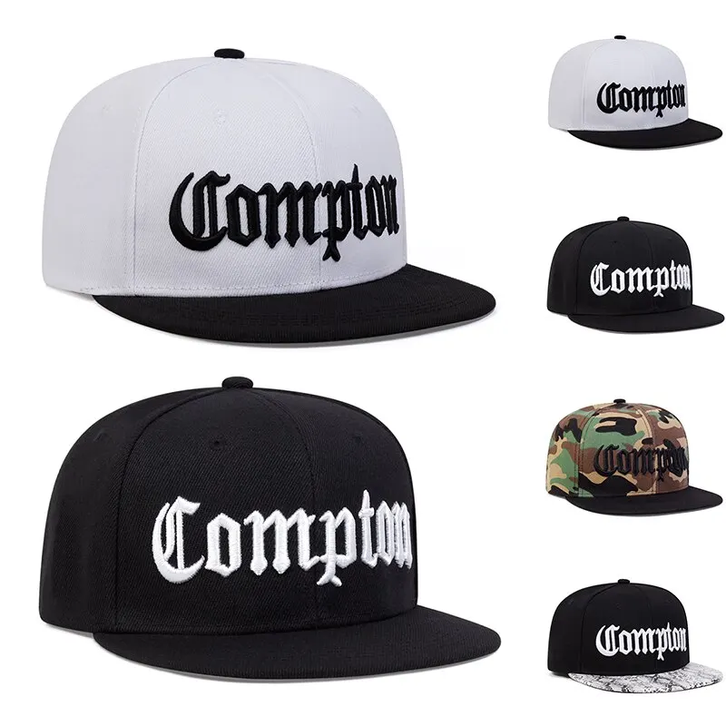 Unisex Compton Letter Embroidery Hip-hop Hats Outdoor Adjustable Casual Baseball Caps Sunscreen Hat