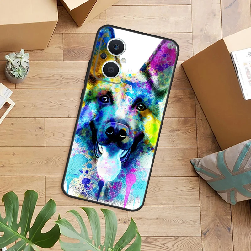 Cartoon German Shepherd Dog Case For OPPO Find X5 X6 Pro X2 X3 Neo Lite OPPO Reno 10 Pro 8T 5Z 4Z 4 6 7 8 5 Lite Cover