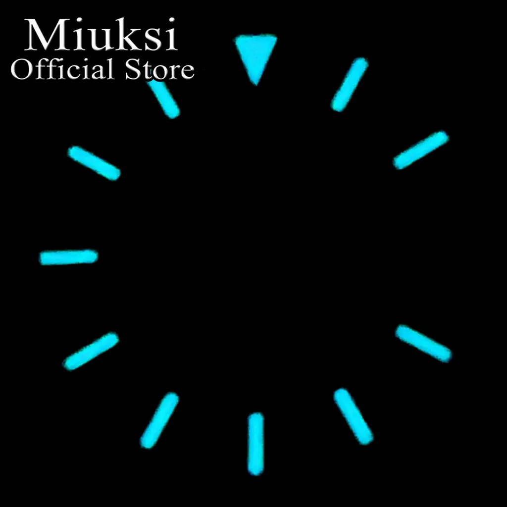 Miuksi 28.5mm sterile dial black blue green red silver yellow watch dial luminous dial fit NH35 movement