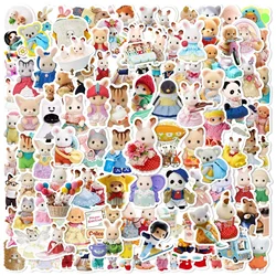 100 Uds Calico Critters pegatinas portátil decoración para álbum de recortes pegatinas de grafiti monopatín portátil pegatina impermeable juguetes Decoración