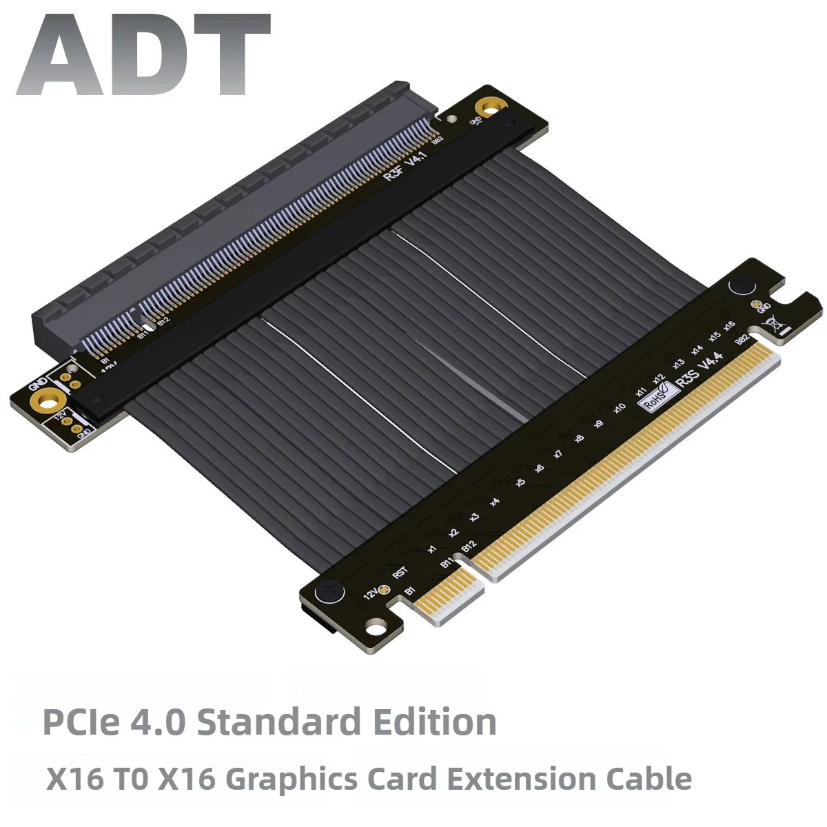 

Удлинительный кабель видеокарты ADT PCIE 4.0x16 Riser для компьютерного корпуса ATX RTX3090 RX6900xt, мягкий кабель видеокарты 90 градусов
