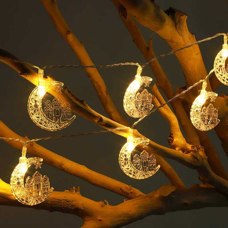 New LED Festival Star Moon Castle Light String, Battery Powered, Perfect for Decoration during Ramadan and Eid al Adha