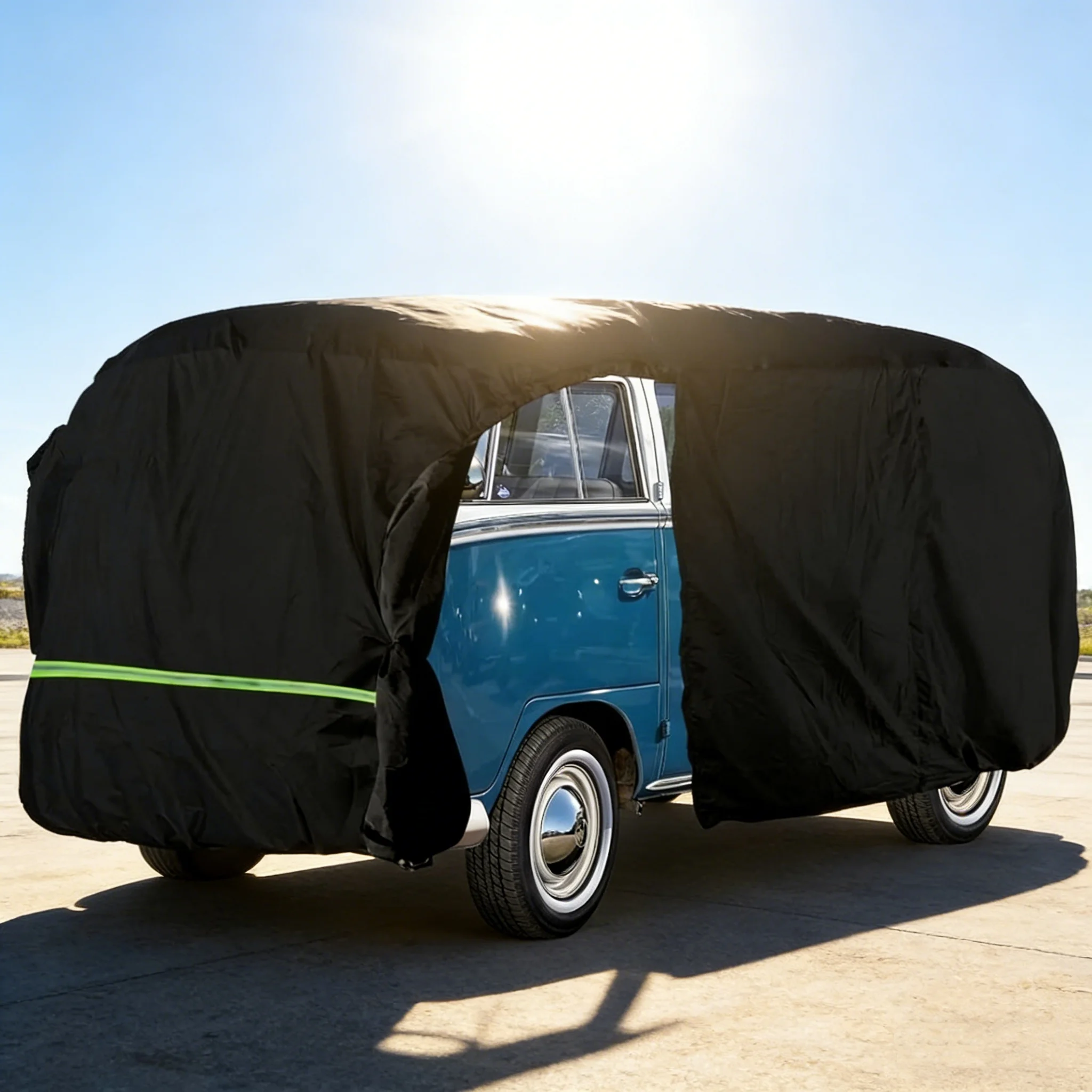 Waterproof Car Cover For 1950-1992 VW BUS T1 T2 T3 - All Weather Protection, Door Zipper, Windproof Strap & Storage Bag