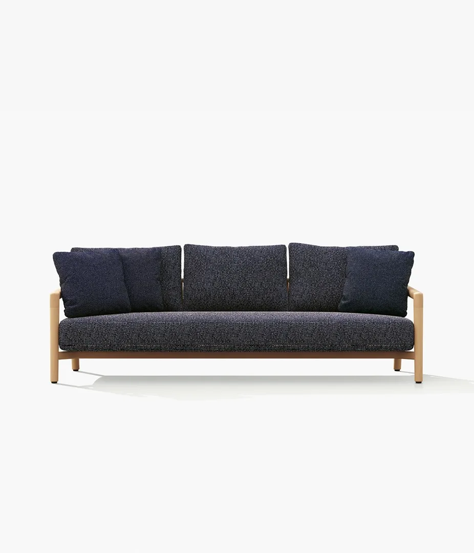 & Modern Outdoor Natural Teak Wood Sofa Hotel Garden Sofa Set Luxury Fabric Sofa Set