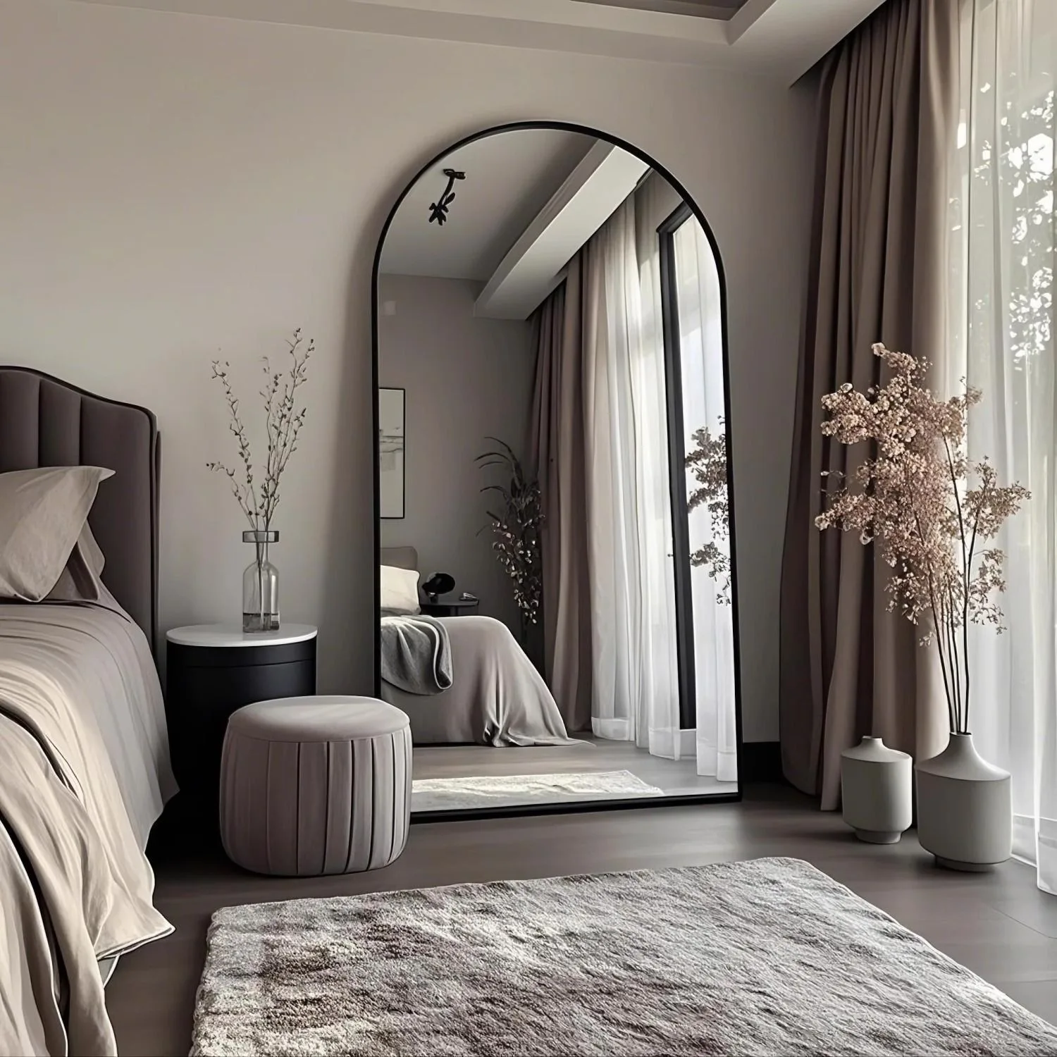 YFY full-body mirror arched clothing store floor-standing slimming and height dressing for home use rental room fitting mirror