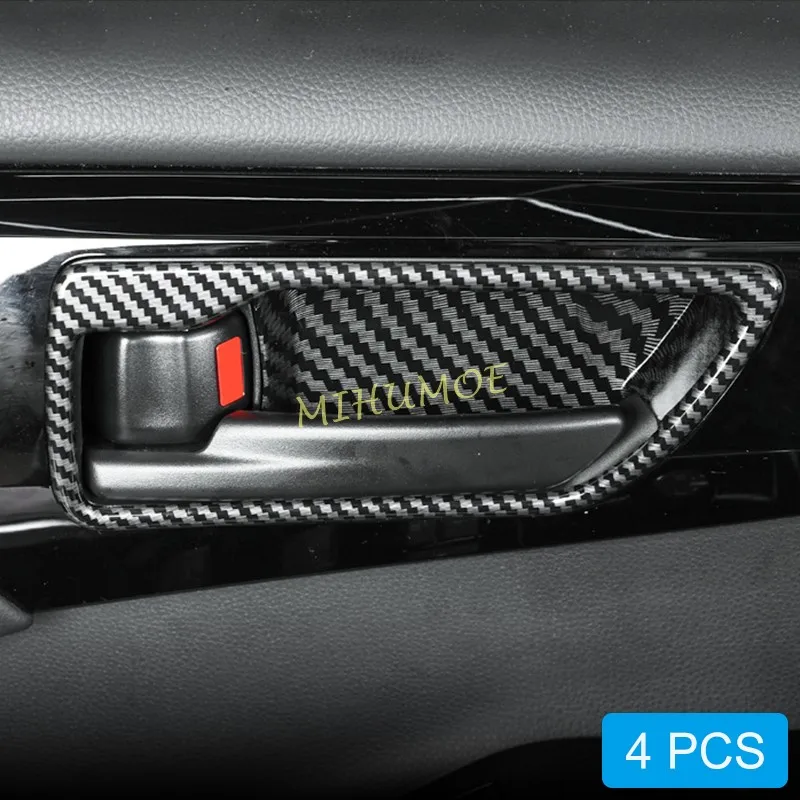 4Pcs Carbon Fiber Interior Door Handle Surrounds Trims Cover For Toyota Highlander Kluger Accessories 2020 2021 2022 2023 2024