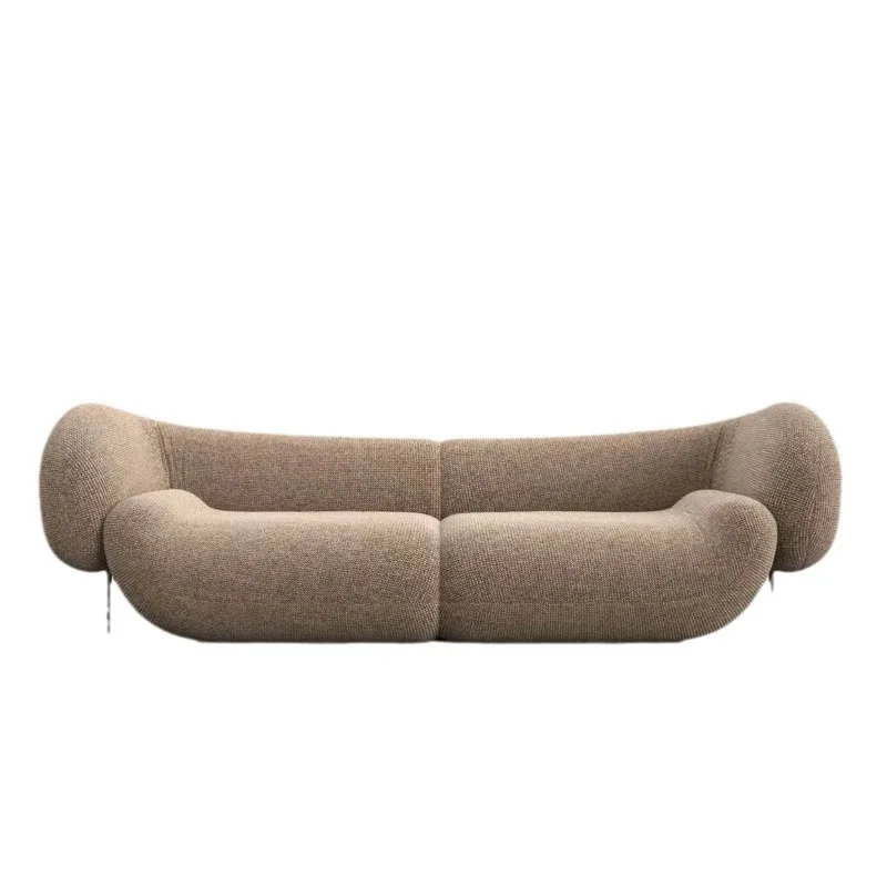 

Cream Internet celebrity sailing design U-shaped armrest sofa retro cotton and linen fabric double triple sofa